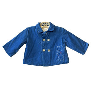 Vintage 60s Thomas Corduroy Jacket Embroidered Dog Toddler Size L Turquoise